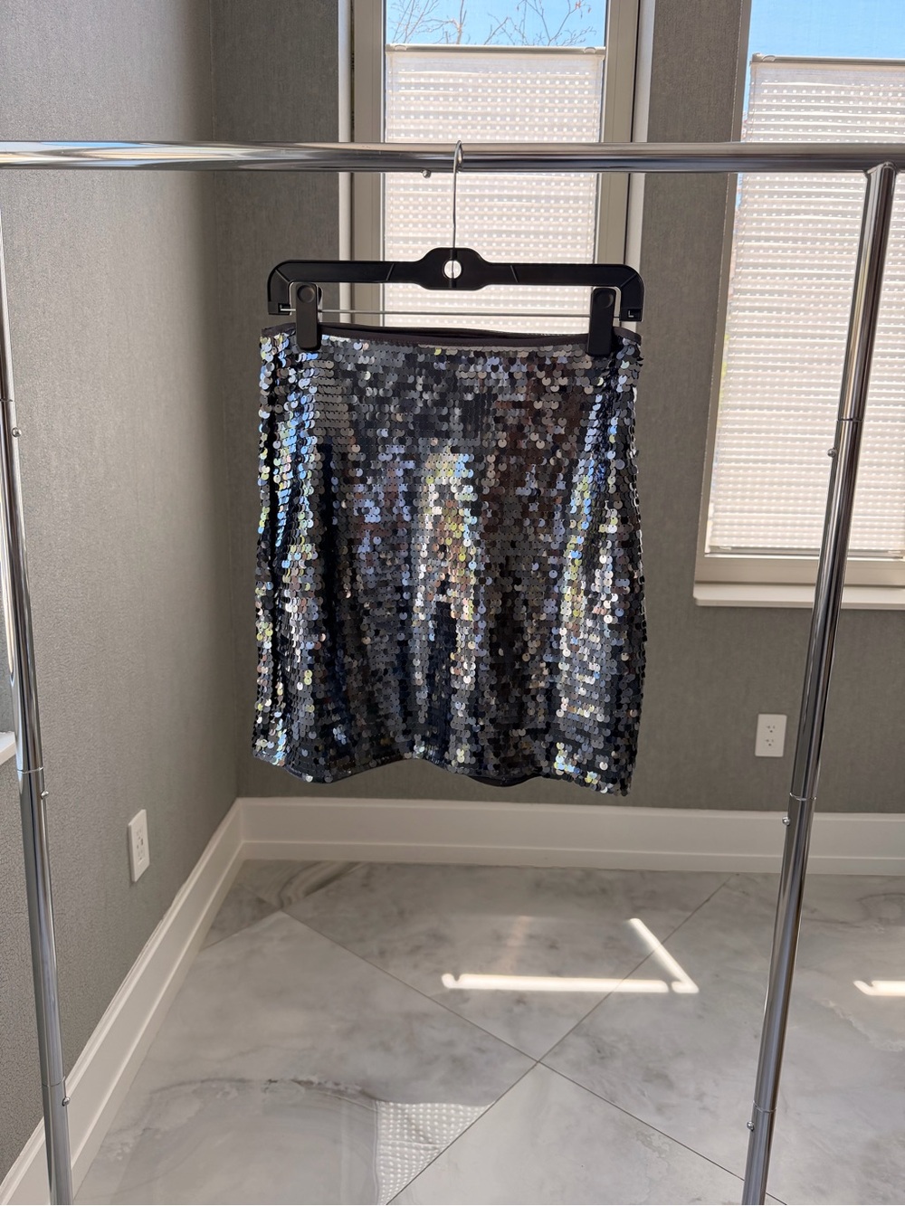 free press Black and Silver Sequin Mini Skirt - Size S